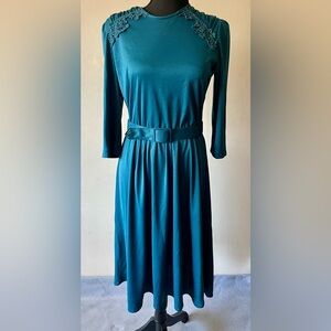 Vintage KDK Designs Women’s Dress Green Size 8P Lace Detail